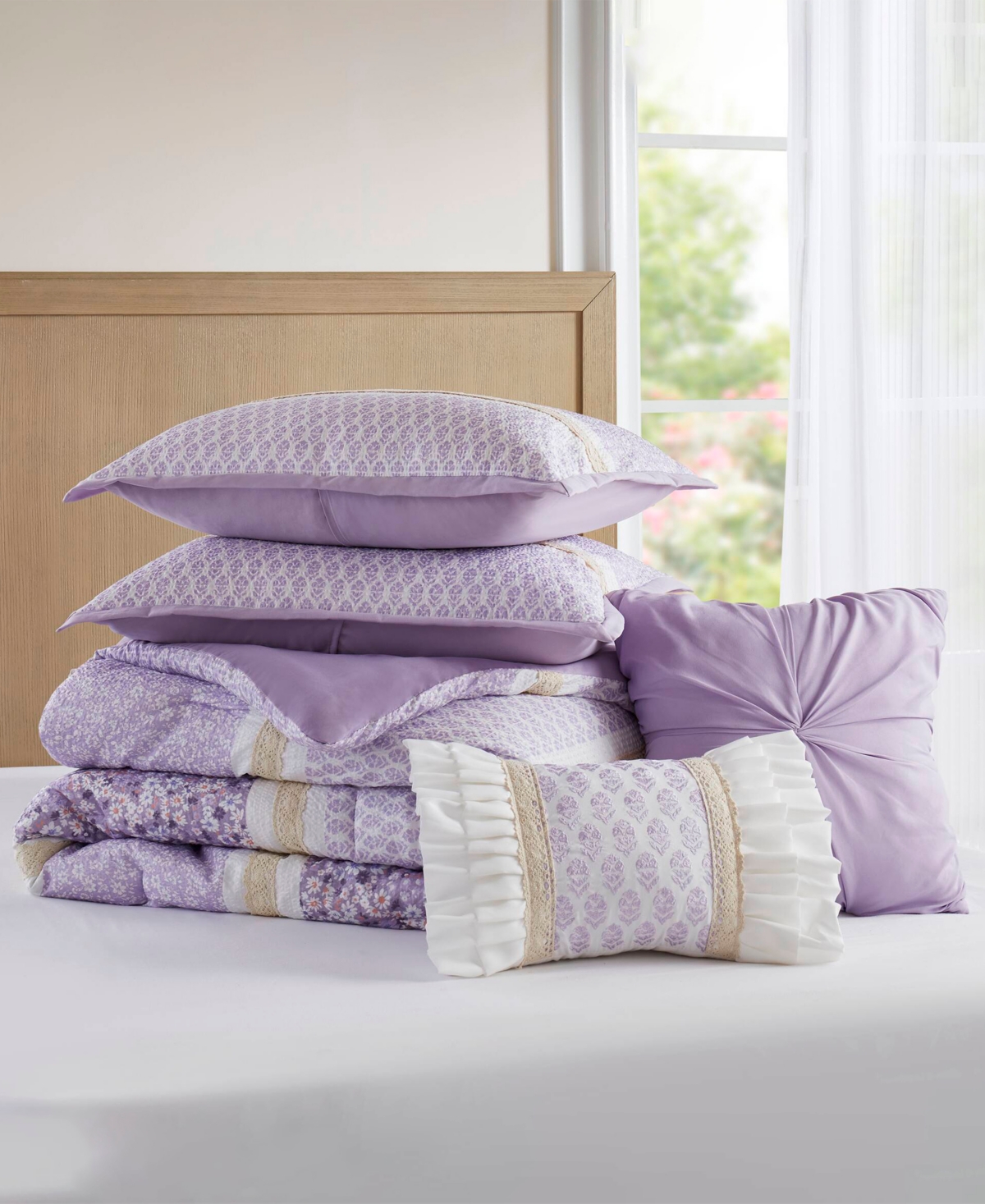 Madison Park Caralie Seersucker 5-pc. Comforter Set, Full/queen In Purple