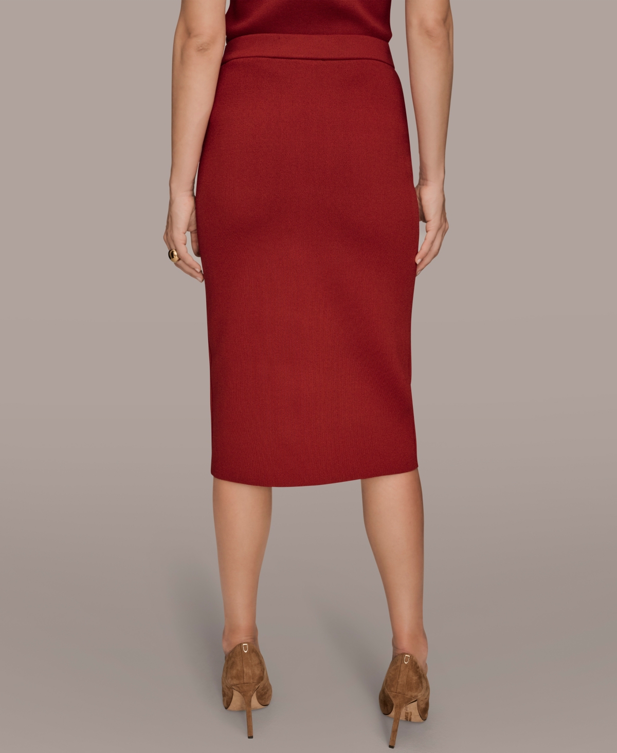 Donna Karan New York Stretch Knit Pencil Skirt In Red