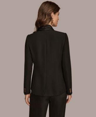 Women's Mixed Media Collarless Jacket, Regular & Petites