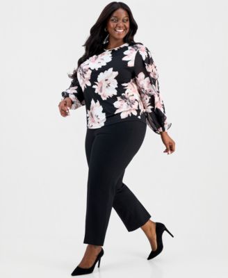 Plus Size Ruffled Blouson-Sleeve Top