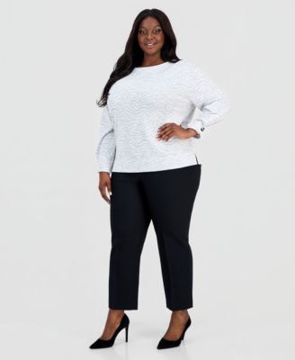 Plus Size Boat-Neck Foldover-Sleeve Sweater