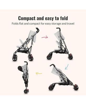 Vista Moonwalk Stroller with Compact Fold & Canopy in Light Gray