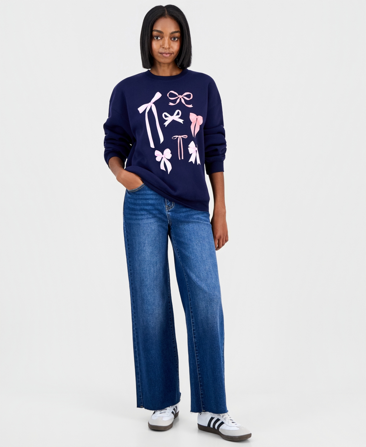 Self Esteem Juniors' Bow Graphic-Print Sweatshirt