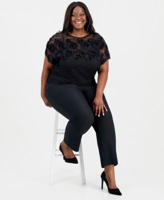 Plus Size Lace Rosette-Trim Top