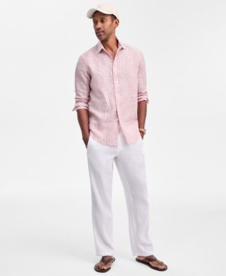 Men's Bengal Stripe Long-Sleeve Button-Up Linen Shirt, Macy's Exclusive