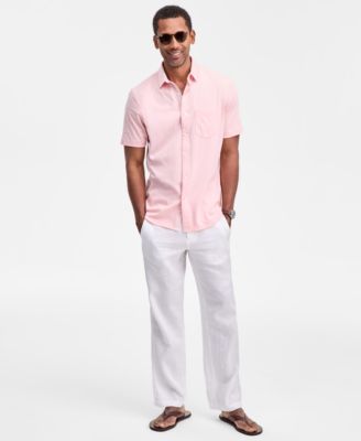 Men's Pima Cotton Solid Short-Sleeve Button-Up Knit Shirt, Macy's Exclusive