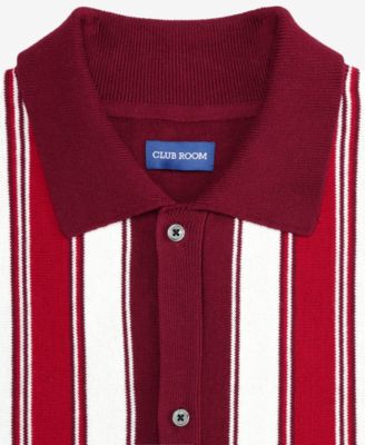 Men's Cotton Striped Button Polo Sweater