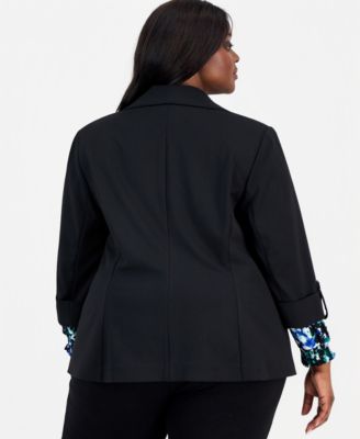 Plus Size Shawl-Collar 3/4-Sleeve Blazer