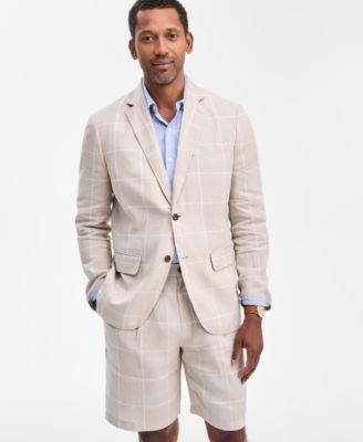 Club Room - Men's Classic-Fit Window Pane Linen Blazer,