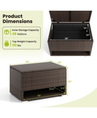 48 Gallon Deck Box with Shoe Rack Waterproof Liner Lid Outdoor Storage Box