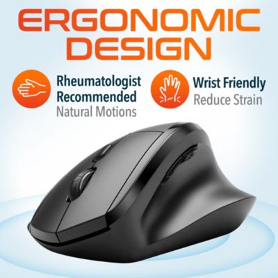 S30 Ergonomic Wireless Optical Mouse, 3 Adjustable DPI (DMERGS30-WB)
