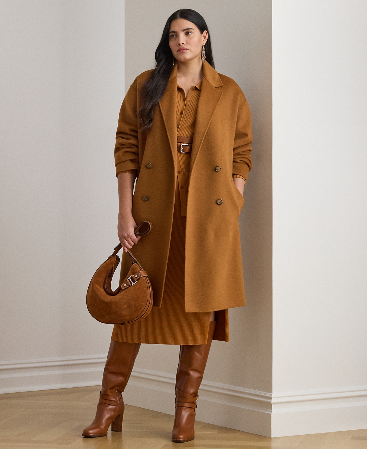 Lauren Ralph Plus Double-Breasted Cocoon Coat