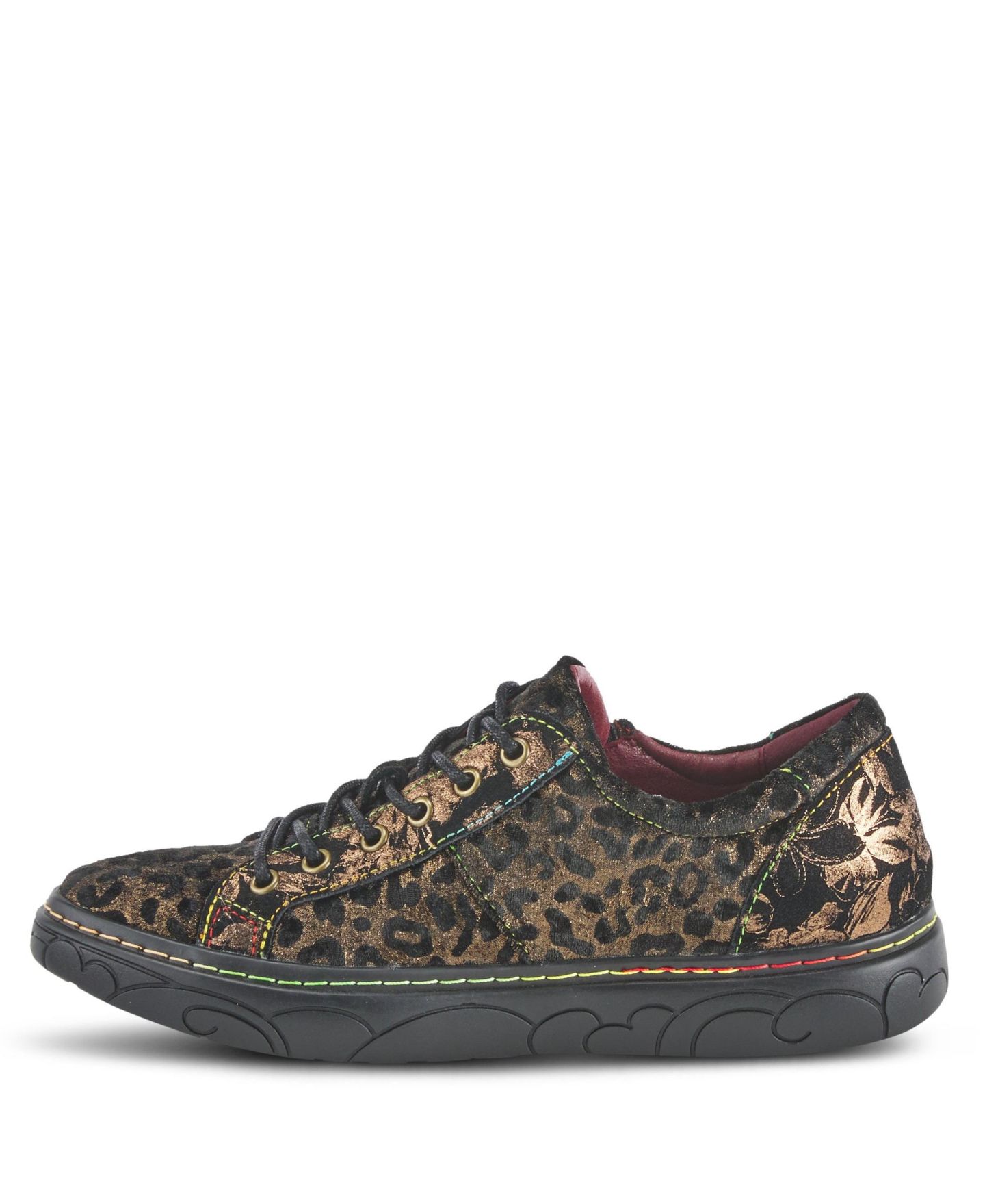 Женские кроссовки L'Artiste L Artiste Danli-Cheeta Hand Painted Leather Platform Sneakers with Metallic Floral Accents and Removable Insole, цвет: Бронзовый разноцветный — фото 2