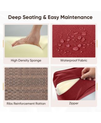 Farmhouse Outdoor Wicker Swivel Glide Chair Set with 6" Thickness Cushions