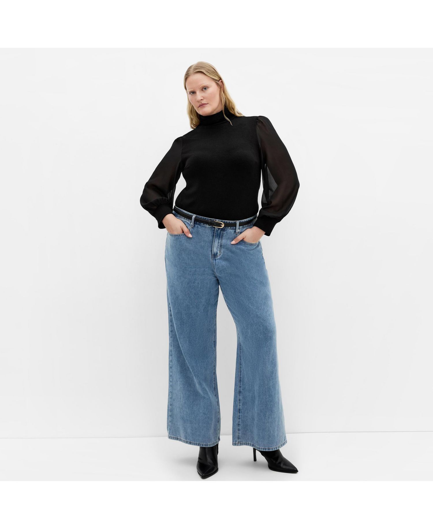 Plus Size Sheer Sleeve Sweater