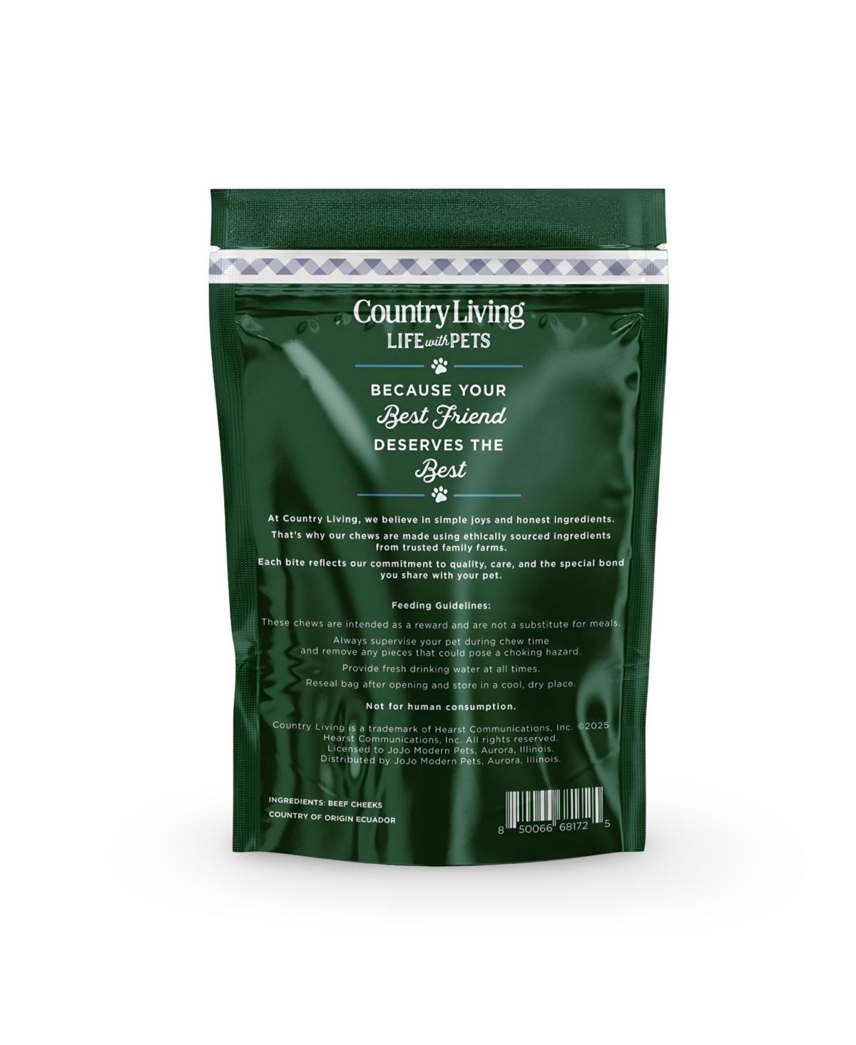 Country Living 4" x 4" Beef Cheek Chip Dog Treats – Chicken Flavor – 5 Count Bag – All-Natural, High-Protein, Long-Lasting Dog Chews