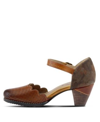 Women's Adodora Floral Tapestry Mary Jane Heels with Hook-and-Loop Strap, Cushioned Insole, and Flexible Sole