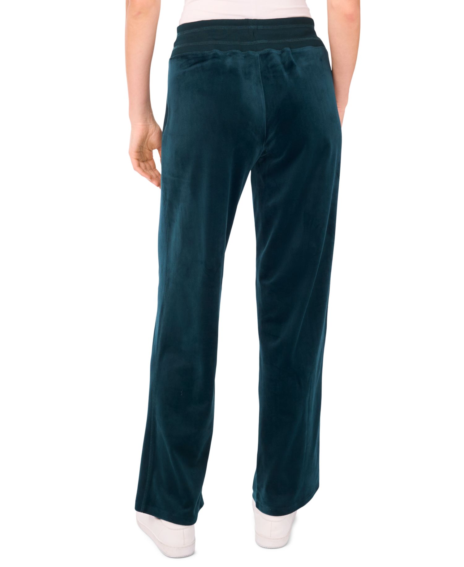 Women's Velour Drawstring-Waist Straight-Leg Pants