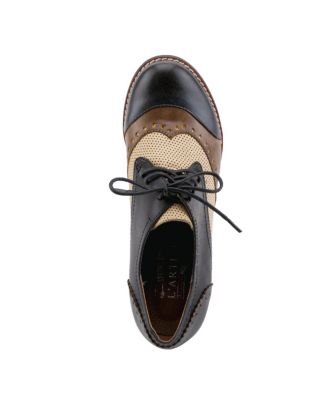 L Artiste Women s Bardot Hand-Painted Leather Oxford Shoes and Lace-Up Derby Style Pumps
