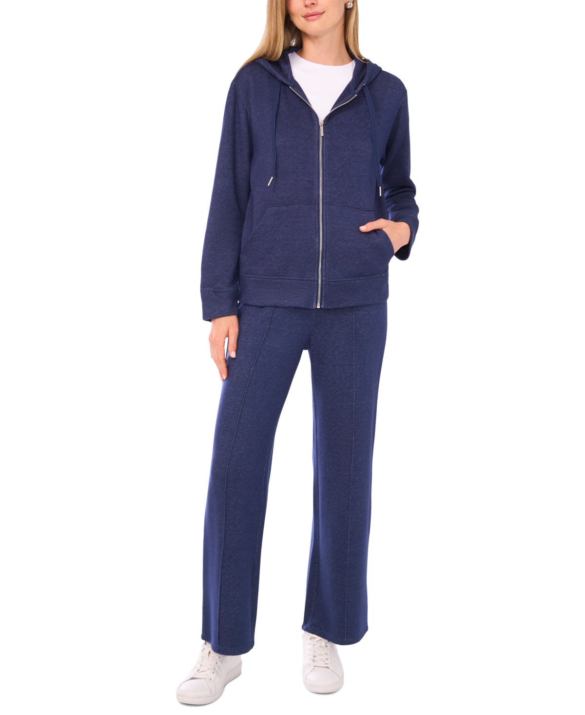 Vince Camuto Women's Knit Zip-front Hoodie Jacket In Purple