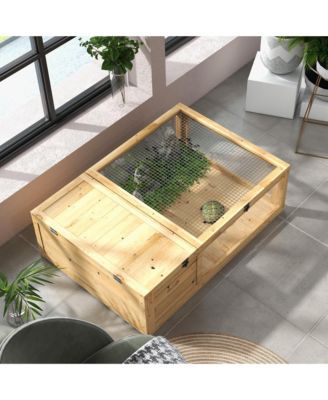 Box Turtle Habitat Lockable 36" L x 24" W x 12.5" H, Cedar Wood