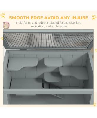 3-Tier Wooden Hamster Cage w/ Openable Top, Front Door, Shelf,