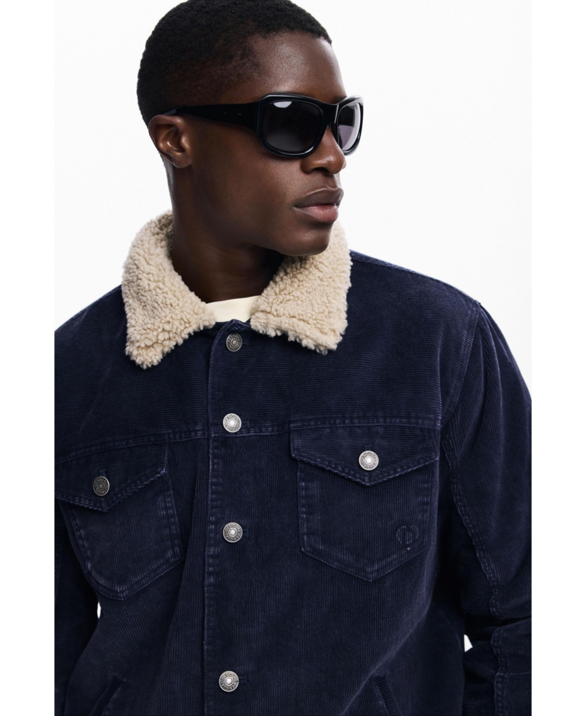 Desigual Men's Corduroy jacket with faux shearling collar