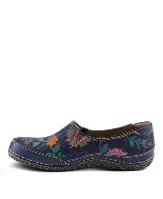 L’Artiste Women’s Libora-Delite Handpainted Leather Floral Slip-On Shoes with Removable Insole