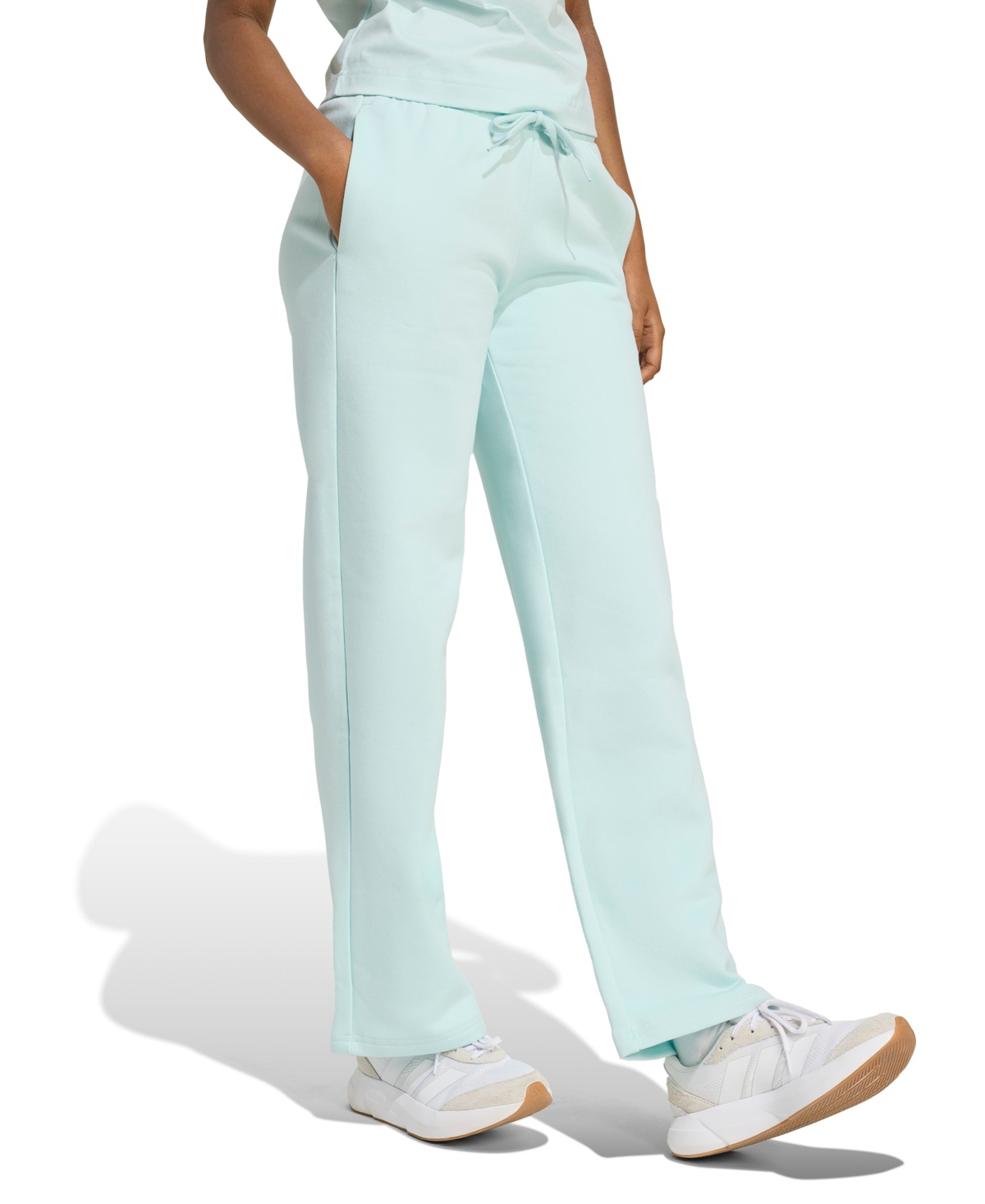 Adidas Originals Women's Essentials Feel Cozy Mid-rise Open-hem Pants In Green