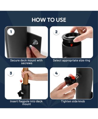 Universal Flag Pole Holder Deck Mount Bracket for Outside Fit 1" to 2 3/8" Pole