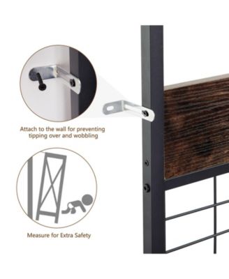 Coat Rack Hall Tree with 3-Tier Shoe Storage and 5 Hooks ,Large Wood-Look Shoe Rack Bench for Entryway, Closet