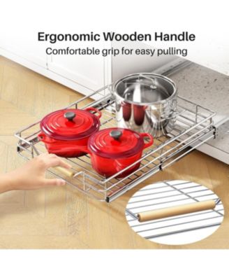 Pull out Cabinet Organizer,Heavy Duty Smooth Sliding Under Cabinet Shelves for Pots and Pans,Roll out Drawers with Thickened Chrome Plating,Slide out Drawers for Home Kitchen Pantry(15"W X 21"D)