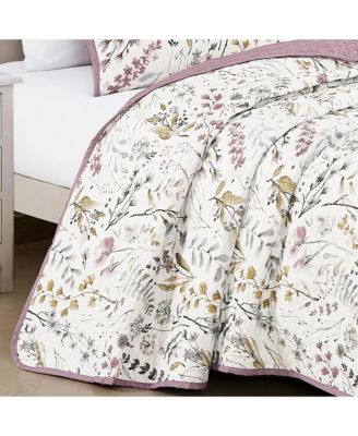 3 Piece Printed Quilt Set Lightweight Bedspread Set Lara - King