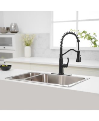 Single-Handle Pull-Down Sprayer 3 Spray High Arc Kitchen Faucet With Deck Plate