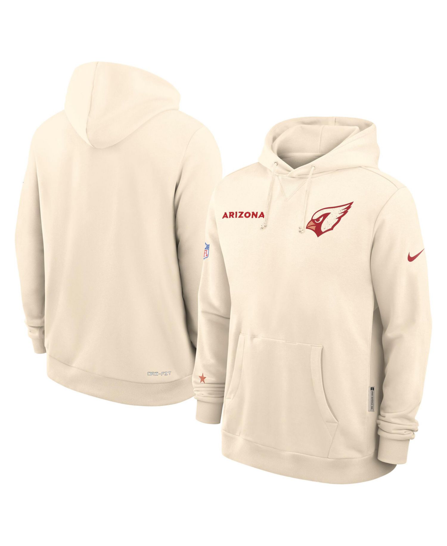 Men's Natural Arizona Cardinals 2025 NFL Rivalries Sideline Dri-Fit Hoodie