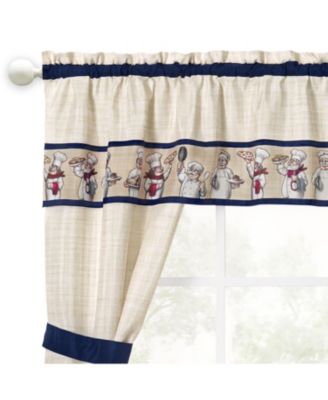 Bon Appetite French Chef 5 Piece Rod Pocket Cafe Kitchen Curtain Tier & Swag Set