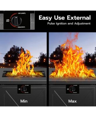  43 Inch Propane Fire Pit CSA-Listed Outdoor Fire Table, 50,000 BTU Firepit Table with Lid and Lava Rock