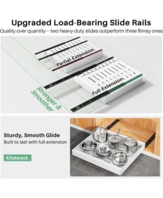 Pull out Cabinet Organizer, Expandable(12&amp;quot;-20&amp;quot;) Heavy Duty Slide out Drawers Fixed with Adhesive Nano Film for Pots, Roll out Shelf Storage for Kitchen Base Cabinet Organization(White)