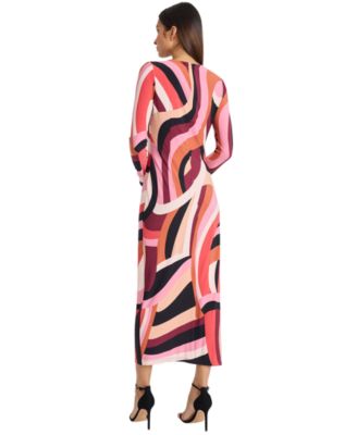 Women's Printed Crewneck Midi Dress