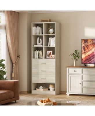 40"Corner Console Desk with Storage Shelves, Sofa Table with Charge Station