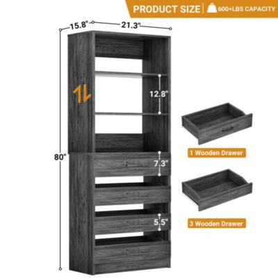 21.3'' Freestanding Closet Organizer System with 4 Drawers and Shelves