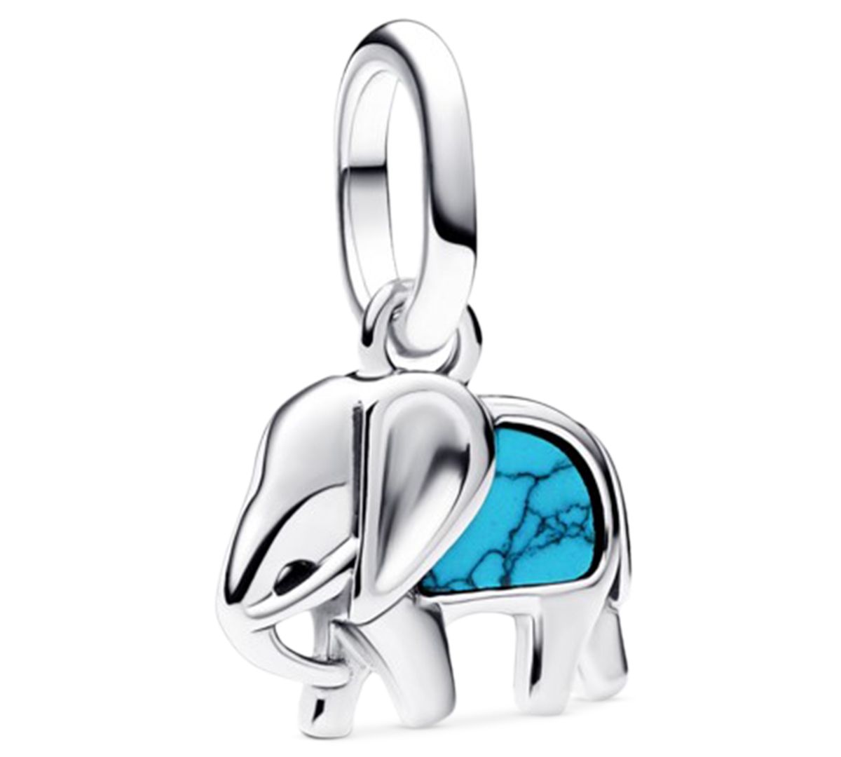Pandora Turquoise-coloured Elephant Mini Dangle Charms In White