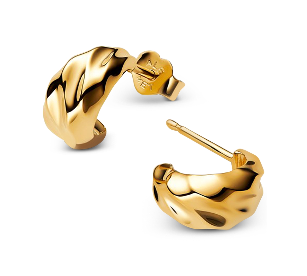 Pandora Rippled Open Hoop Earrings In Gold