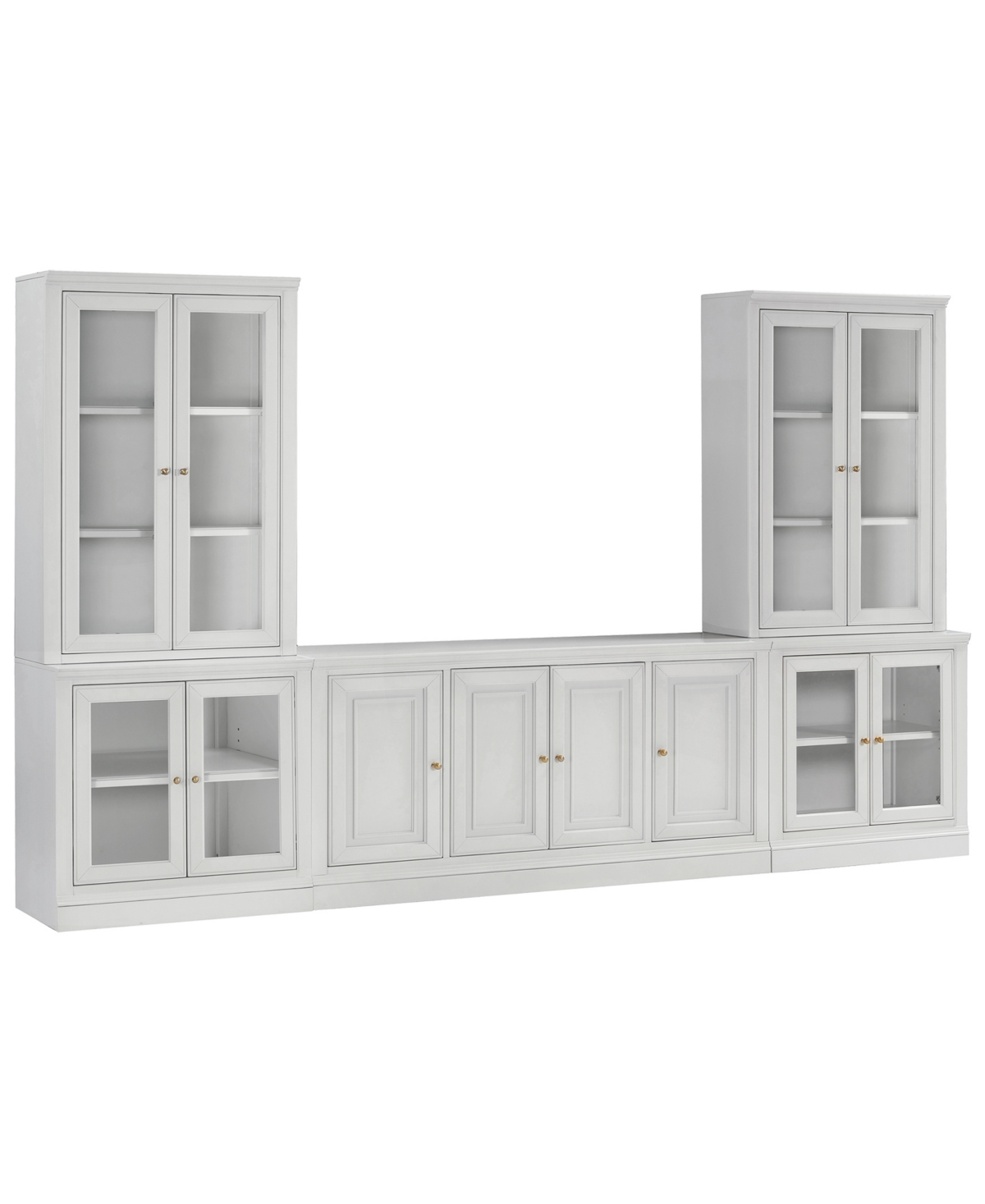 Macy's Amren 65" 4 Door Console With Door Hutches And 2 Door Bases In White