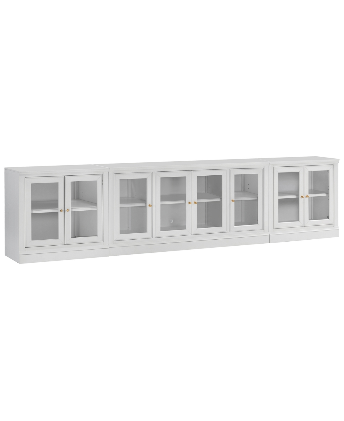 Macy's Amren 65" 2 Door Console With 2 Door Hutches And 2 Door Bases In White