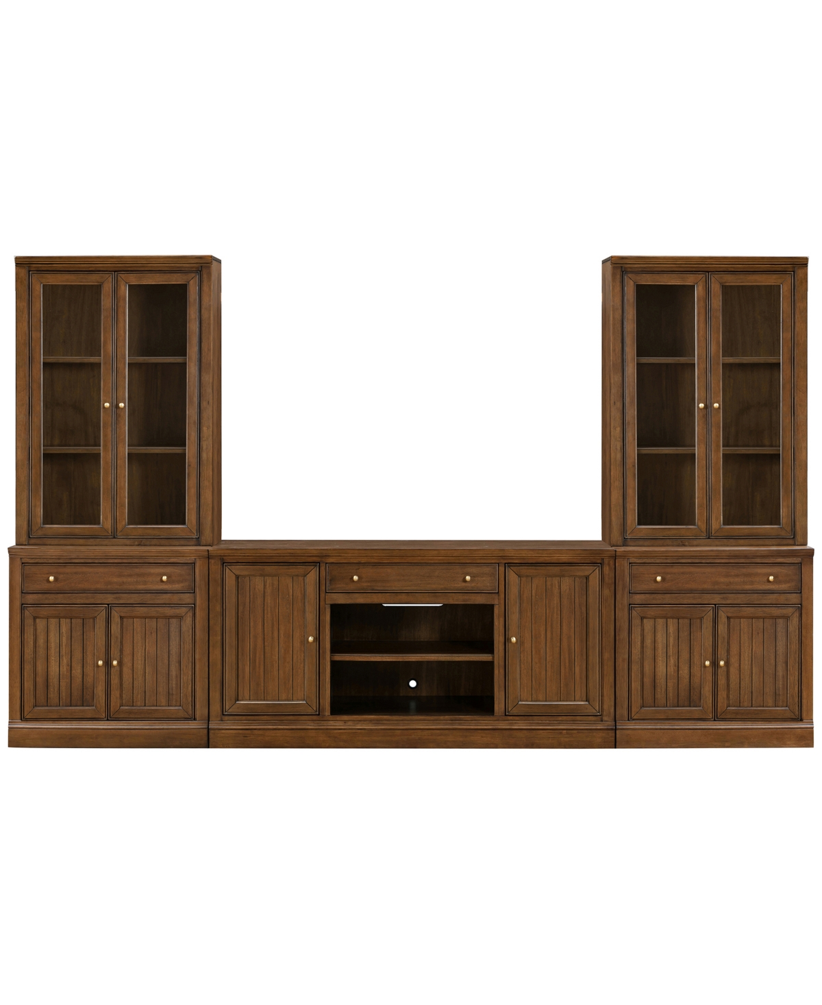 Macy's Amren 65" 2 Door Console And 2 Door Hutches With Drawers In Brown