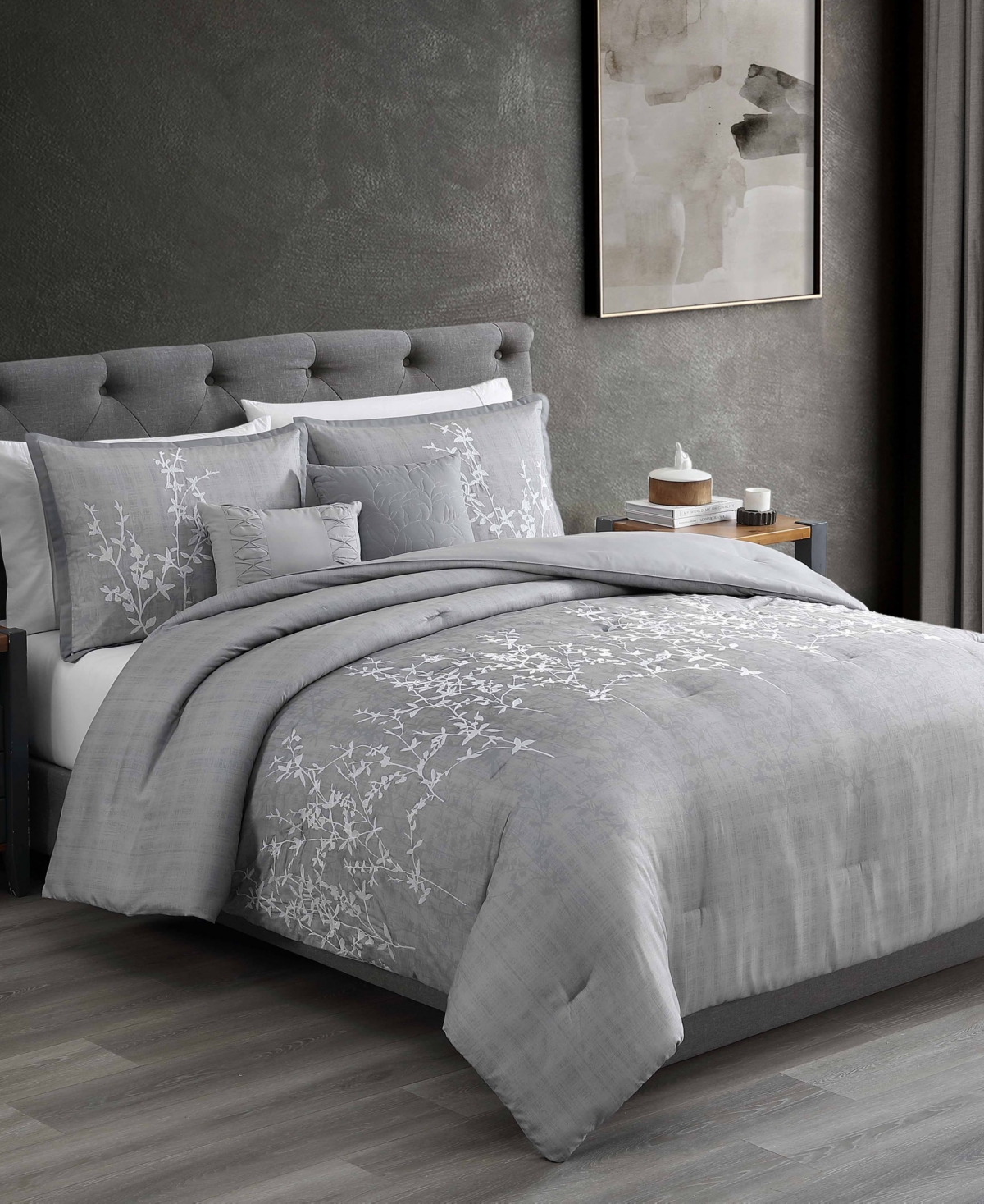 Hallmart Collectibles Henly Embroidered 5-pc. Comforter Sets In Gray