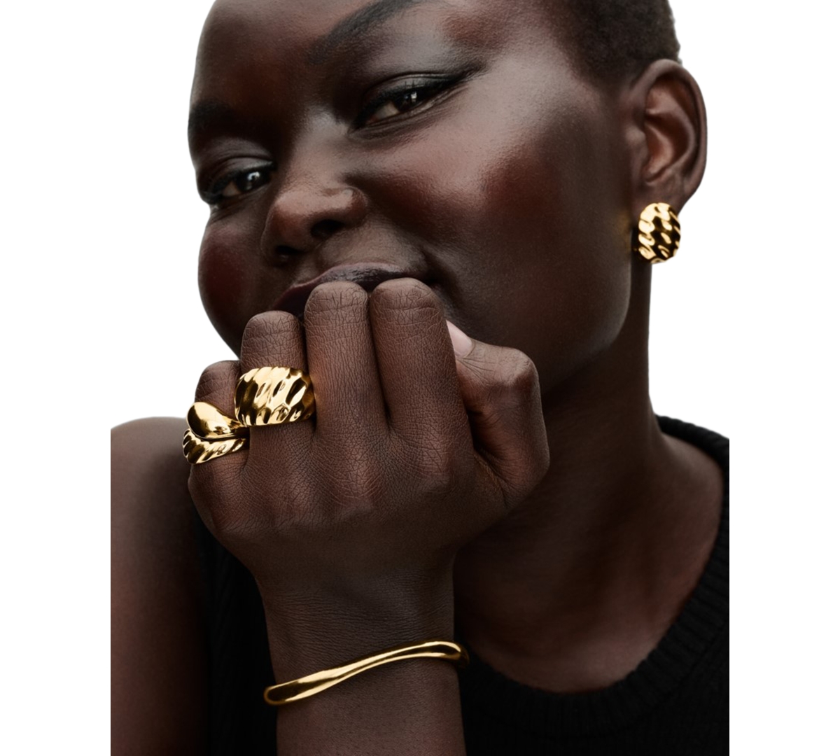 Pandora Rippled 14k Gold Plated Statement Ring In Gold