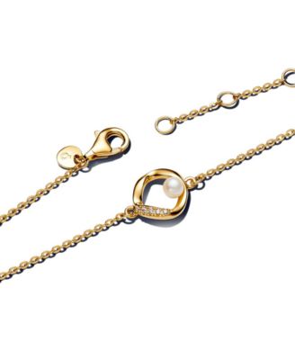 Organically Shaped Pav&eacute; Circle Treated Freshwater Cultured Pearl Bracelet