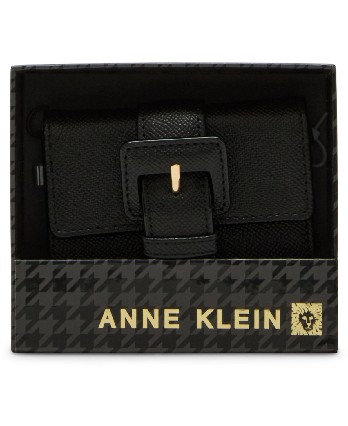 Anne Klein Covered Buckle Flap Wallet Gift Set In Black